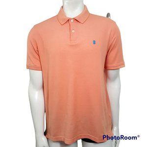 Izod Men's Orange Collared Natural Stretch Short Sleeve Polo Shirt Size L